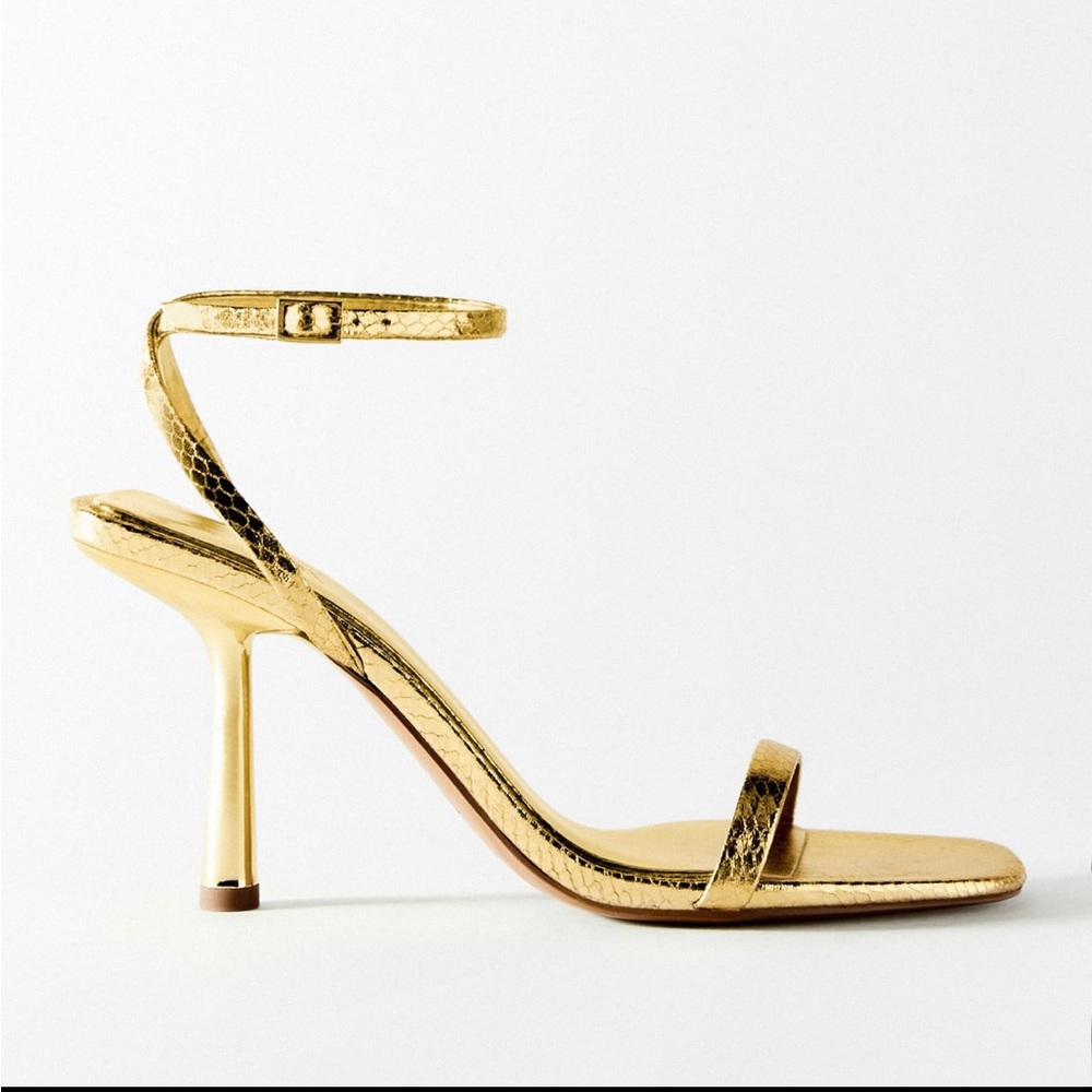 zara gold high heel sandal. lightly used. size 39